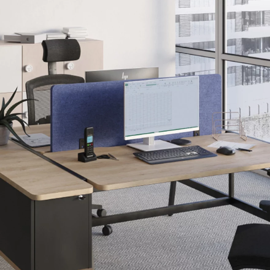 Cloisonnette acoustique sur bureau double ALTO