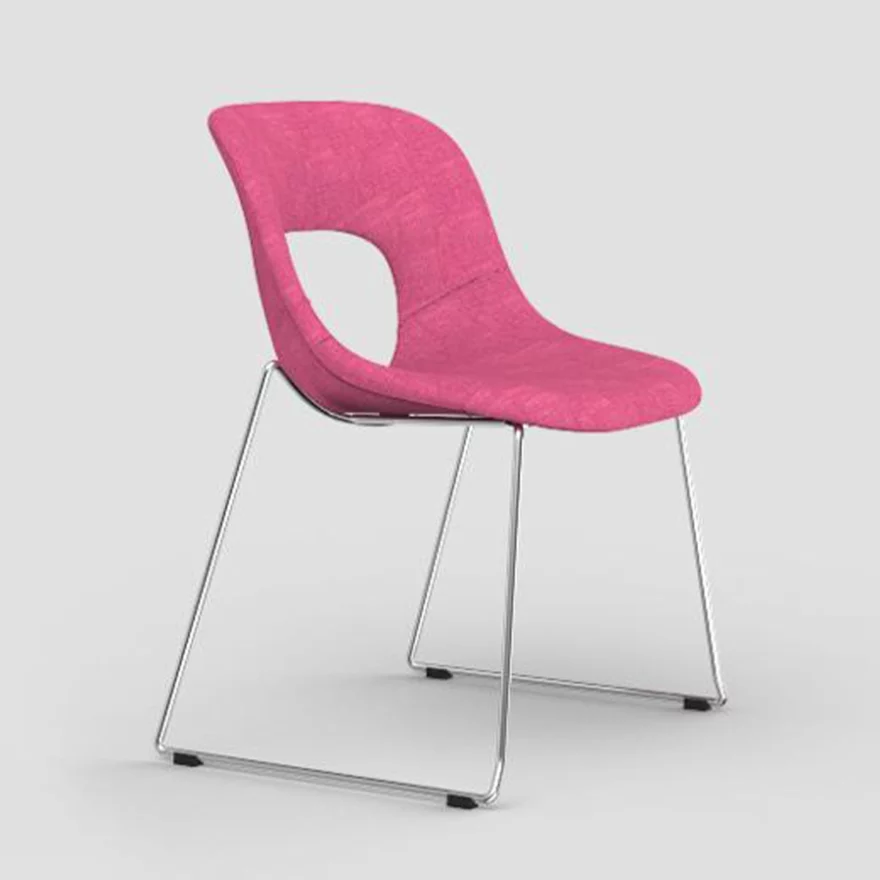 Chaise Hole Tissu sur piétement luge métallique