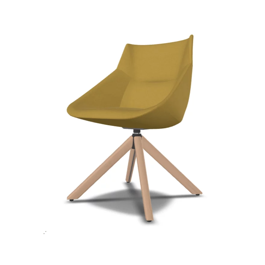 Chaise Bow tissu assise tournante moutarde