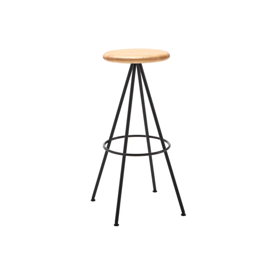 Tabouret Sun sans dossier avec assise en chêne hauteur 75 cm