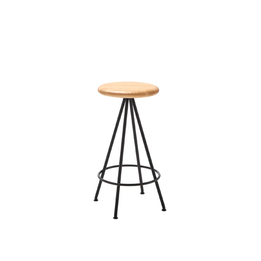 Tabouret Sun sans dossier avec assise en chêne hauteur 65 cm
