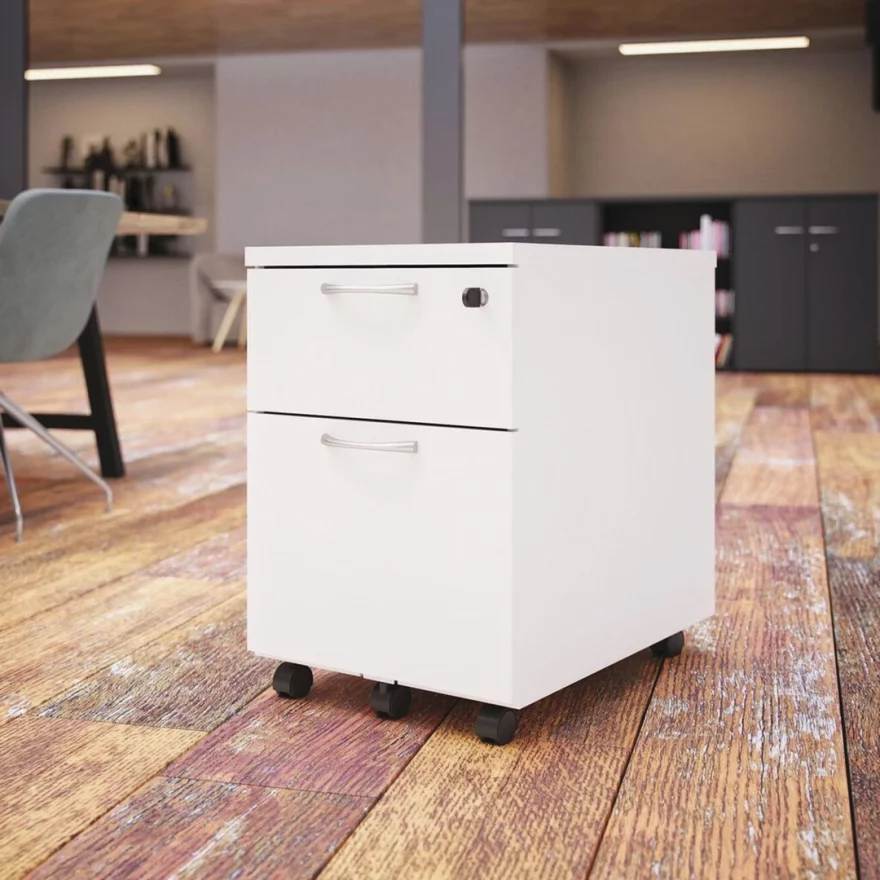 Caisson mélaminé 2 tiroirs Comfort blanc