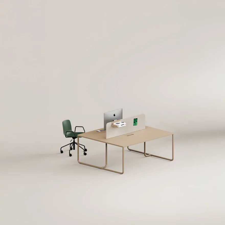 Bureau Bench 2 personnes Itube avec cloisonnette frontale