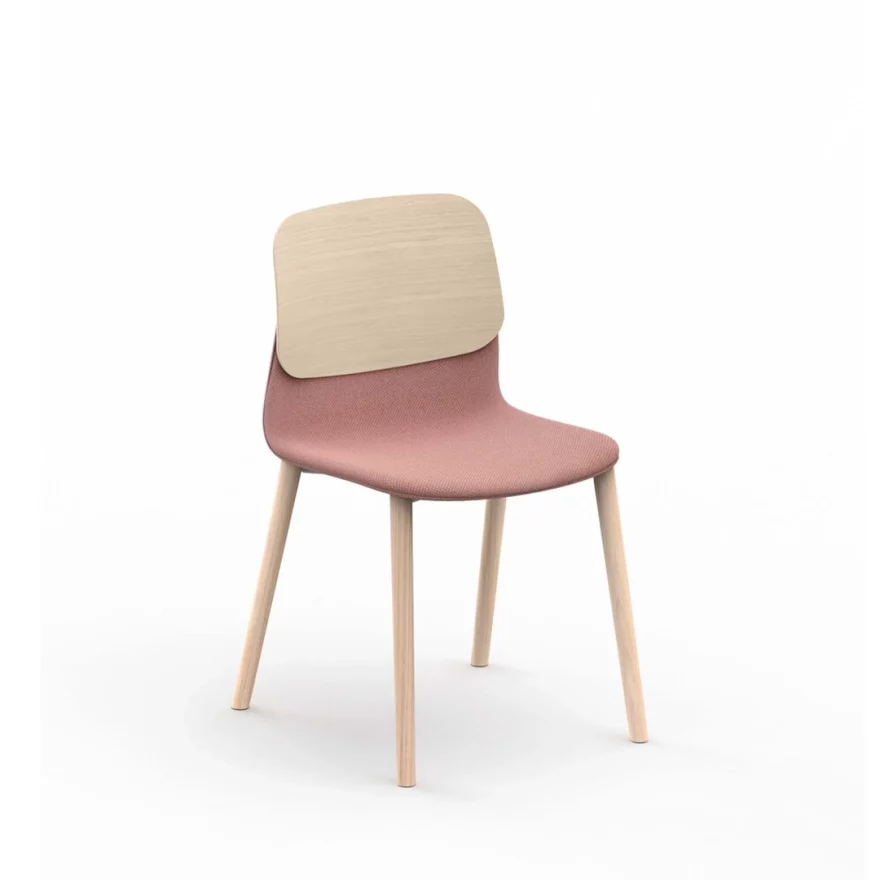 Chaise Klik assise tissu et piétement bois de chêne massif