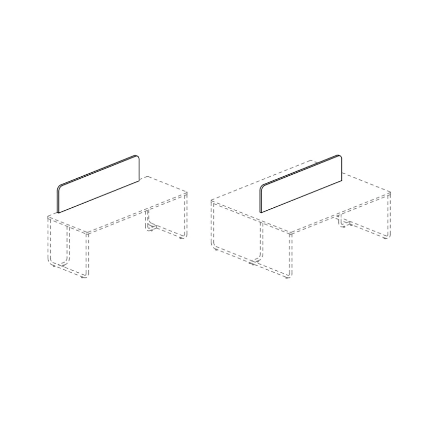 Séparateur frontal tissu à angles arrondis pour bureau individuel et Bench Itube