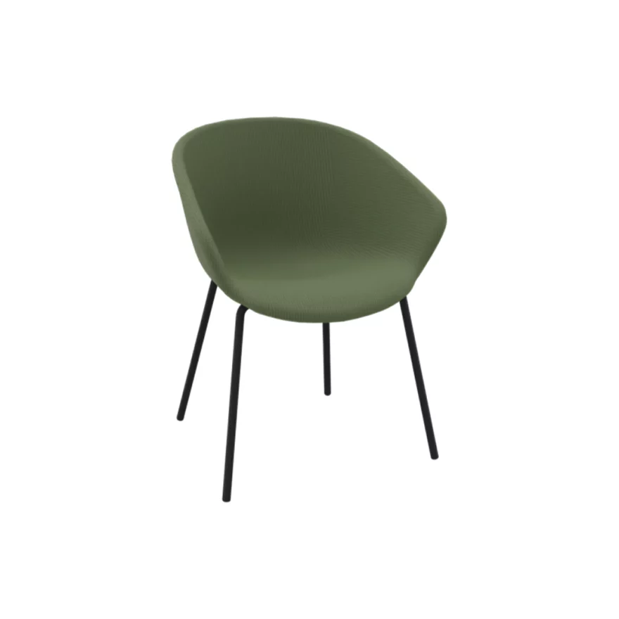Chaise Stay piétement métal noir Tissu Moss Green