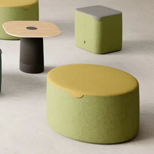 Pouf tapissé rond diamètre 86 cm Ilun